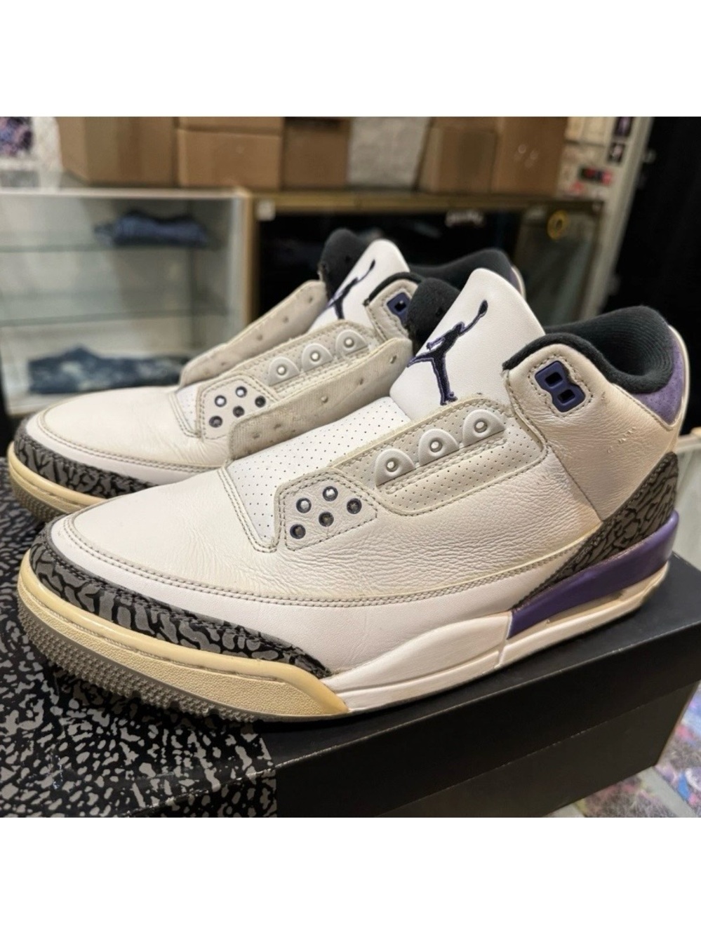 Nike Air Jordan 3 Retro White Purple Men’s Sneakers no insoles